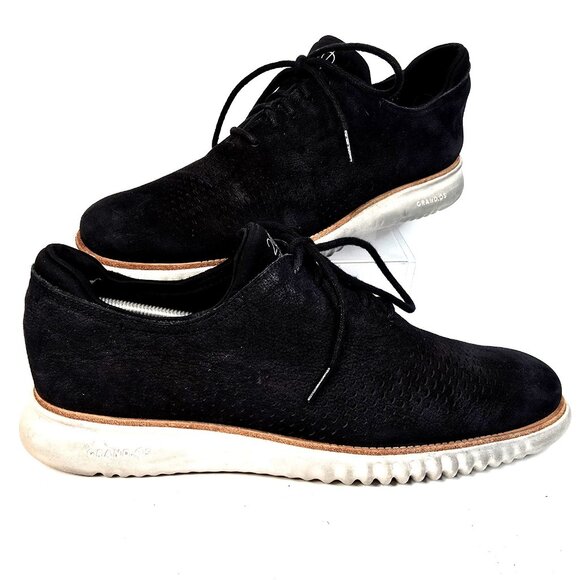Cole Haan 2.ZeroGrand Suede Black Lined Laser Wingtip Oxford Shoes Men\'s SZ 11.5 main image 5